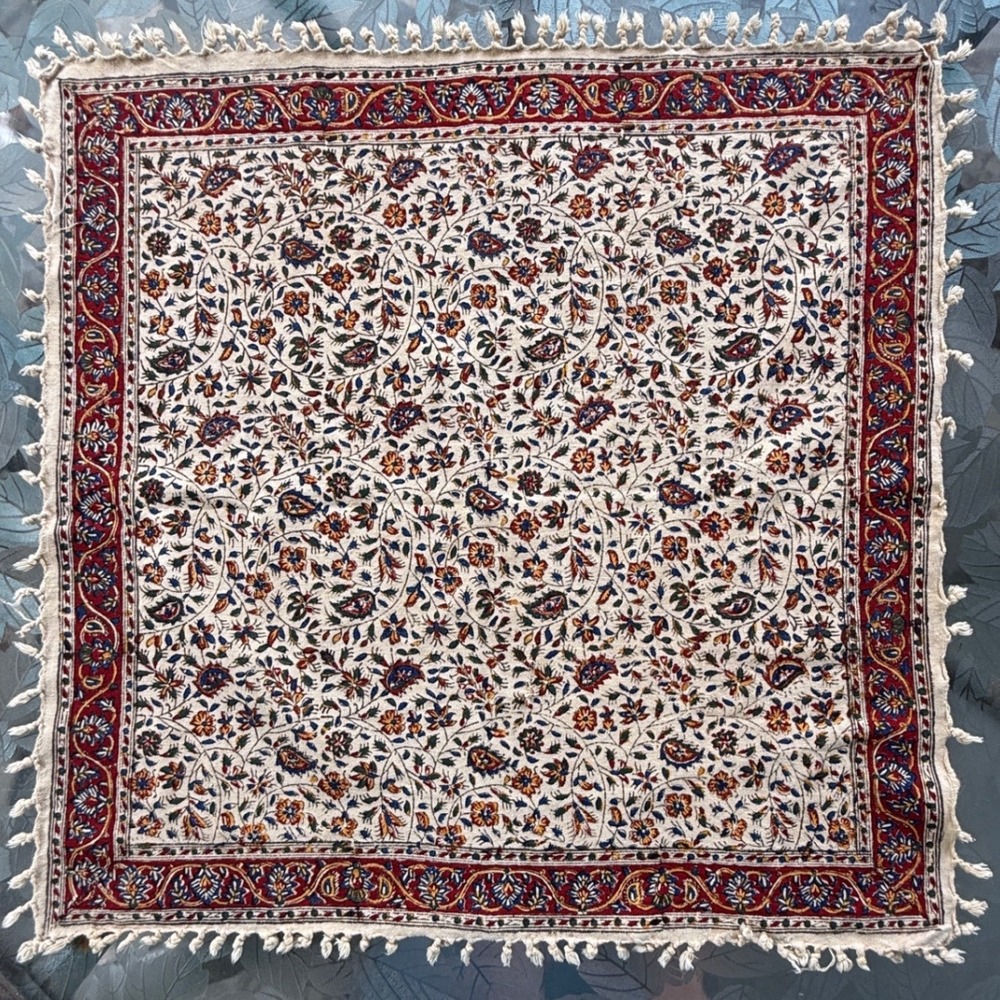 Atashi Karim Hand Printed Fixed Cloth Iran Isfahan 60x60 Square Tablecloth 24in